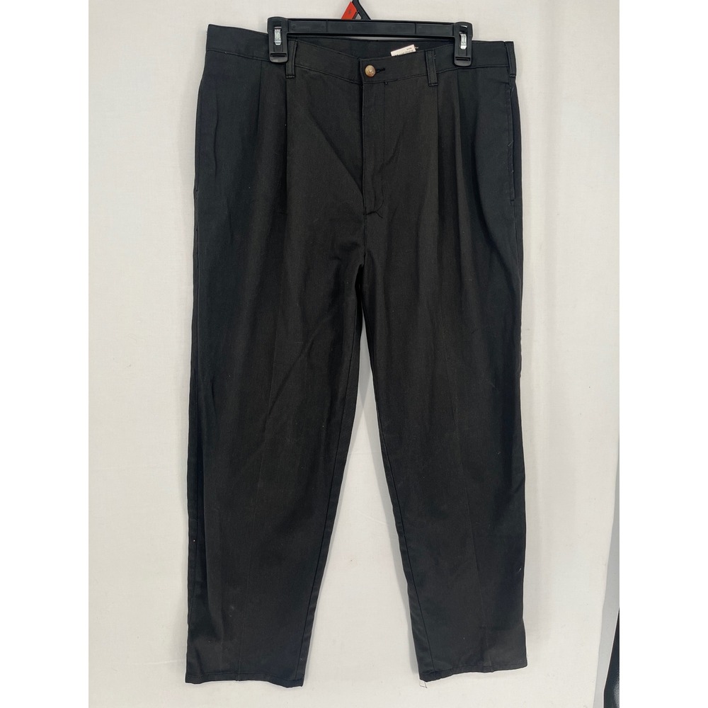 Puritan Mens Black Pleated Front Twill Pants 36x30 Trousers Cotton Blend